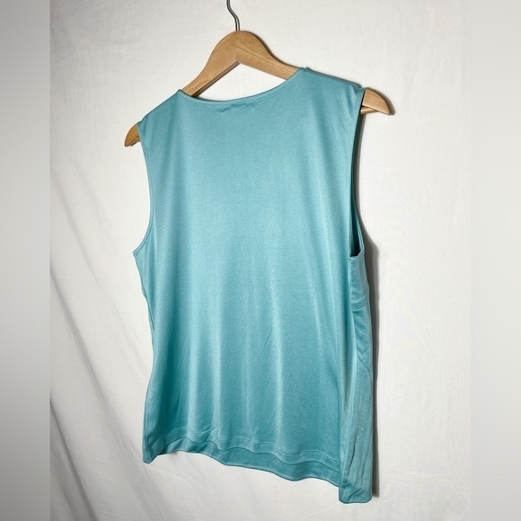 NWT Casual Corner aqua blue lined tank top sz. XL | cotton/ silk blend - Picture 2 of 6